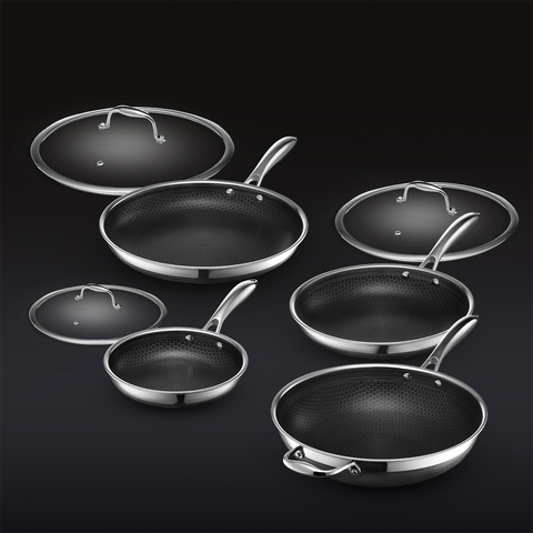 7 pc HexClad Hybrid Cookware Set w/ Lids & Wok – ヘックスクラッド 7 pc HexClad Hybrid Cookware Set w/ Lids & Wok – ヘックスクラッド