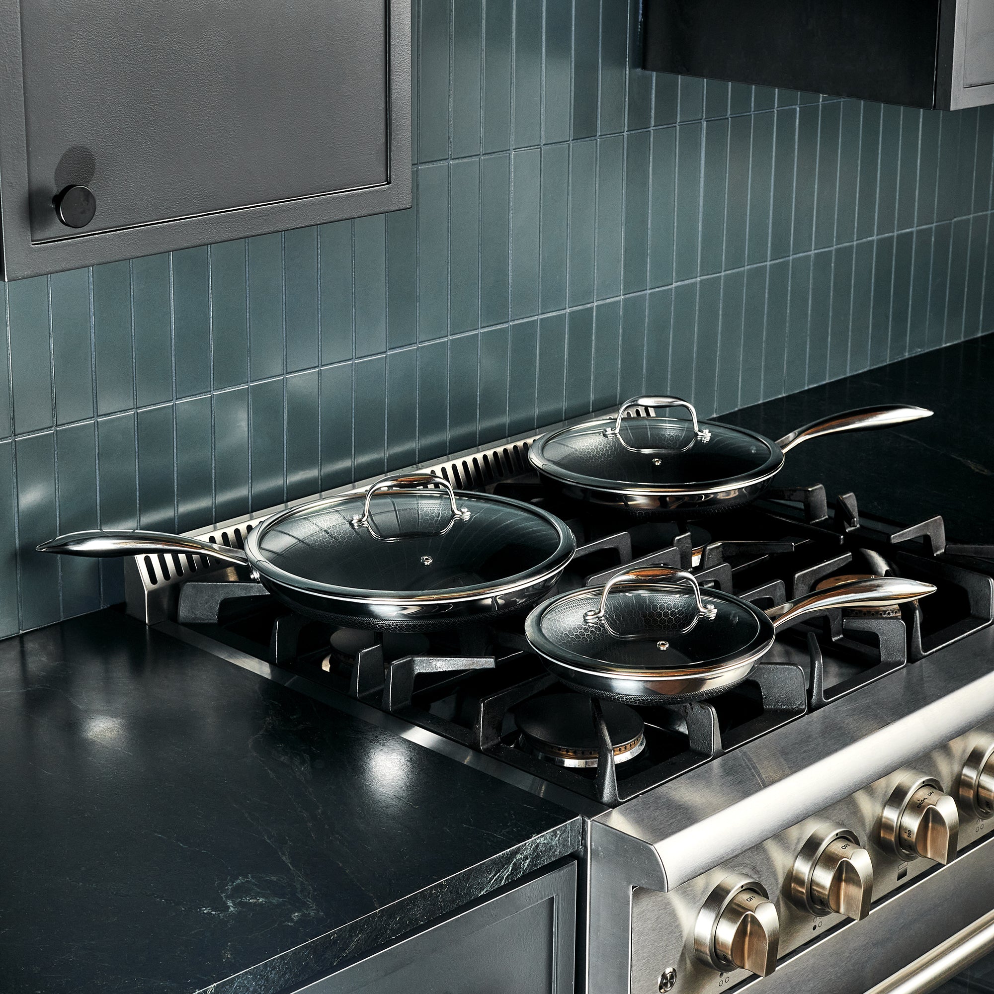 ヘックスクラッド ハイブリッド フライパン 3点セット(蓋付き)