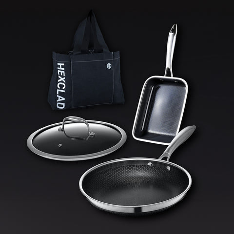 HEXCLAD 人気フライパン2点セット(蓋付き) + トートバッグ（Onyx