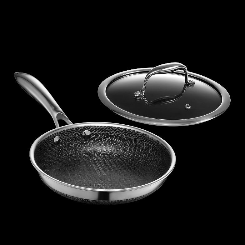 HexClad ステンレススチール調理器具セット 7 個、蓋と中華鍋付き